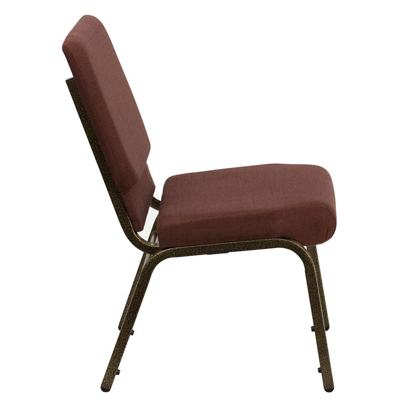 Flash Furniture HERCULES Series 18.5”W Stacking Church Chair in Brown Fabric – Gold Vein Frame – FD-CH02185-GV-10355-GG Online