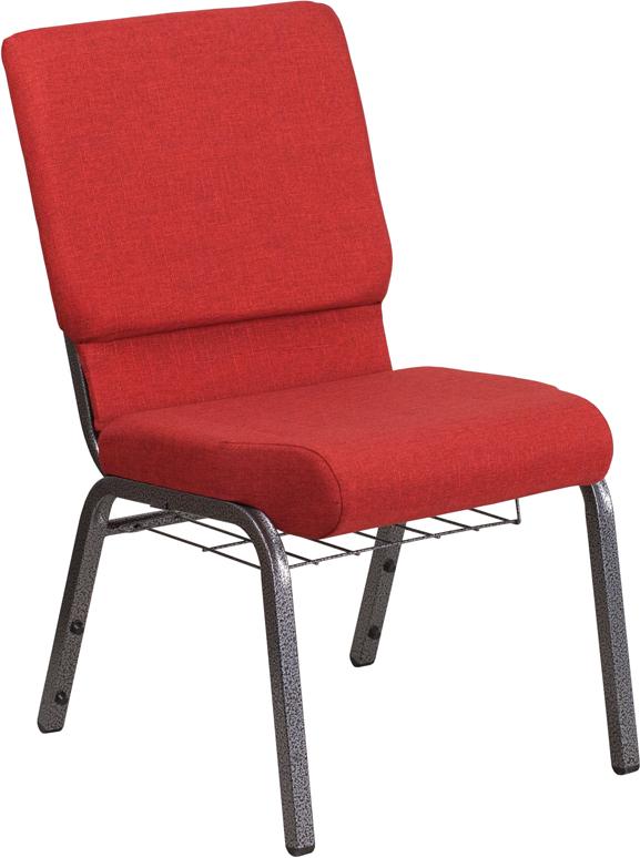 Flash Furniture HERCULES Series 18.5”W Church Chair in Red Fabric with Cup Book Rack – Silver Vein Frame – FD-CH02185-SV-RED-BAS-GG Sale