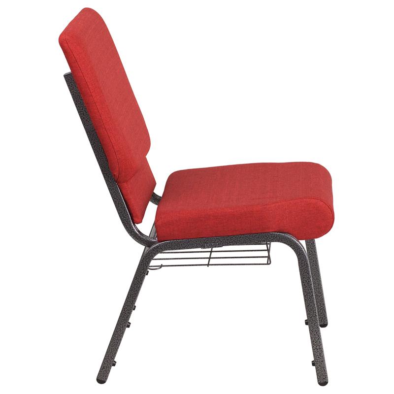 Flash Furniture HERCULES Series 18.5”W Church Chair in Red Fabric with Cup Book Rack – Silver Vein Frame – FD-CH02185-SV-RED-BAS-GG Sale