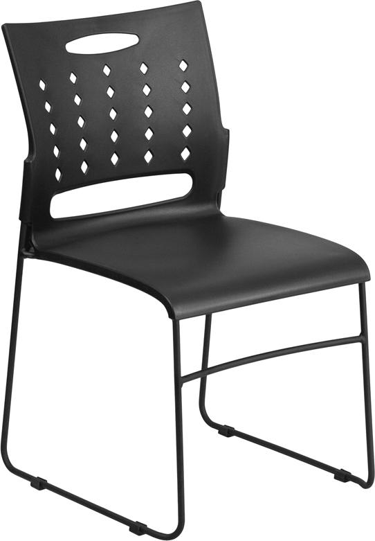 Flash Furniture HERCULES Series 881 lb. Capacity Black Sled Base Stack Chair with Air-Vent Back – RUT-2-BK-GG on Sale