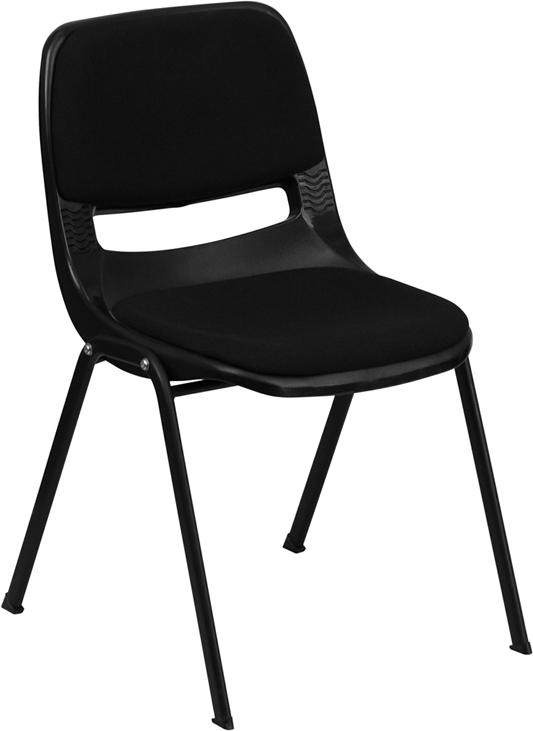 Flash Furniture HERCULES Series 880 lb. Capacity Black Ergonomic Shell Stack Chair with Padded Seat and Back – RUT-EO1-01-PAD-GG Online Sale