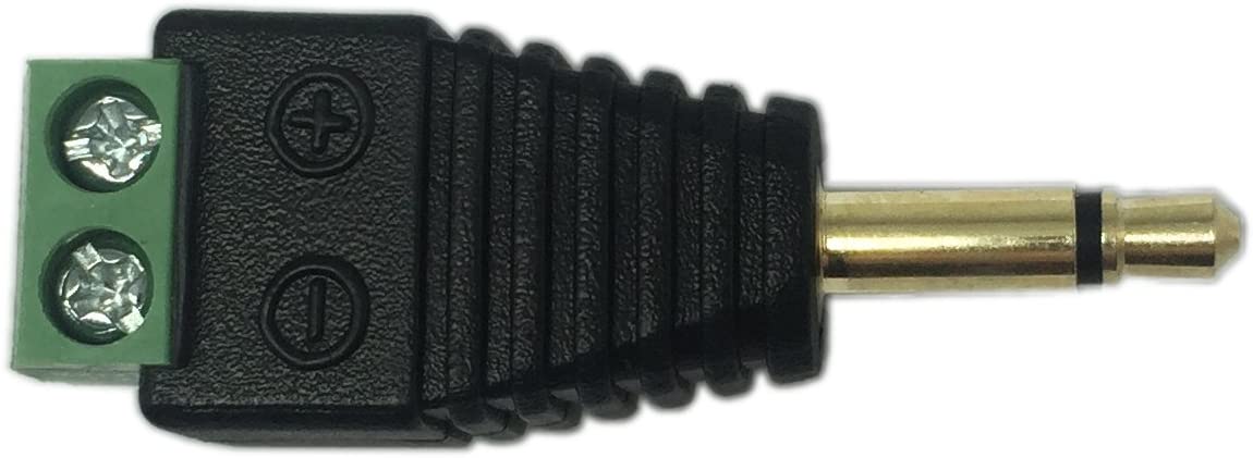3.5mm Mono Male Plug to 2 Pin Screw Terminal Connector Female – 5PCS/PK on Sale