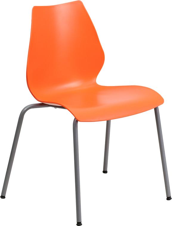 Flash Furniture HERCULES Series 770 lb. Capacity Orange Stack Chair with Lumbar Support and Silver Frame – RUT-288-ORANGE-GG Online now