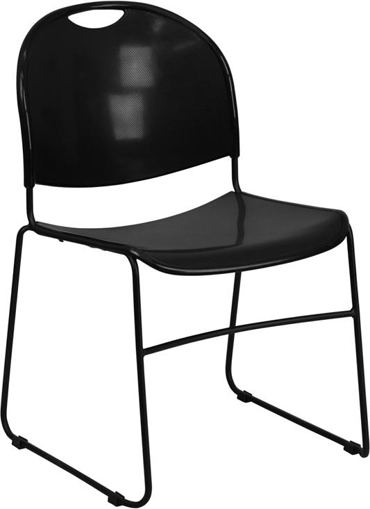 Flash Furniture HERCULES Series 880 lb. Capacity Black Ultra-Compact Stack Chair with Black Frame – RUT-188-BK-GG Online Hot Sale