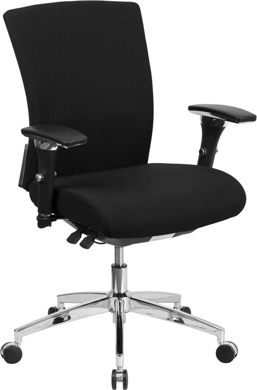 Flash Furniture HERCULES Series 24/7 Intensive Use 300 lb. Rated Black Fabric Multifunction Executive Swivel Chair with Seat Slider – GO-WY-85-6-GG Online Sale