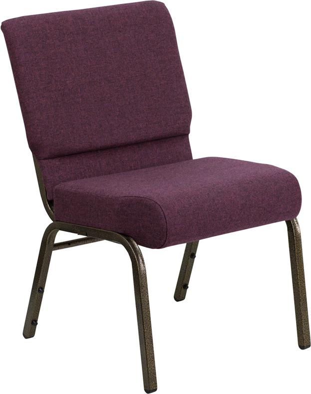 Flash Furniture HERCULES Series 21”W Stacking Church Chair in Plum Fabric – Gold Vein Frame – FD-CH0221-4-GV-005-GG Supply