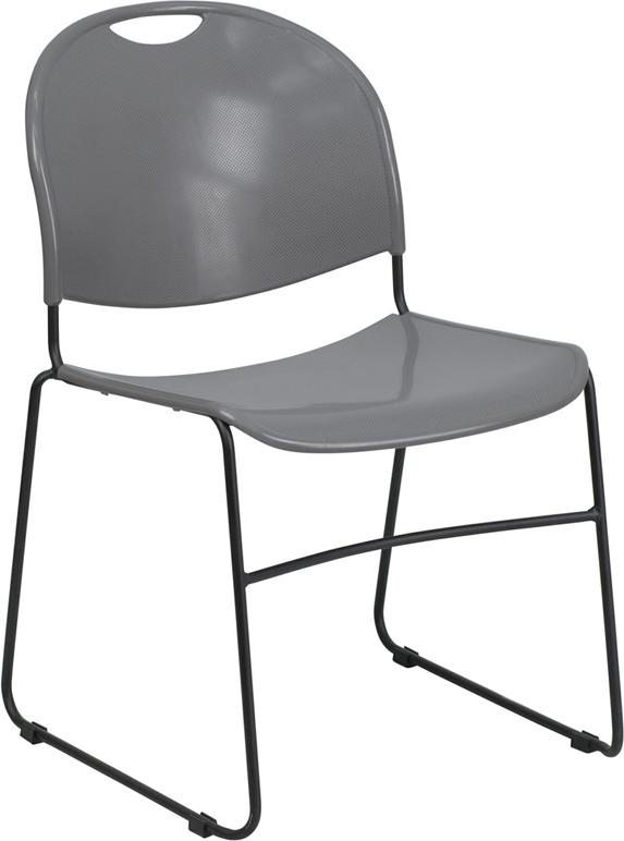 Flash Furniture HERCULES Series 880 lb. Capacity Gray Ultra-Compact Stack Chair with Black Frame – RUT-188-GY-GG Online Hot Sale