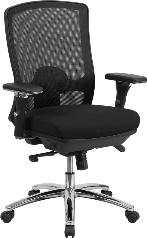 Flash Furniture HERCULES Series 24/7 Intensive Use Big & Tall 350 lb. Rated Black Mesh Multifunction Swivel Chair with Synchro-Tilt – LQ-2-BK-GG Online Sale
