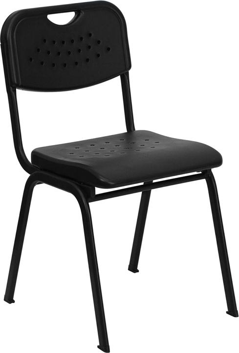 Flash Furniture HERCULES Series 880 lb. Capacity Black Plastic Stack Chair with Open Back and Black Frame – RUT-GK01-BK-GG on Sale