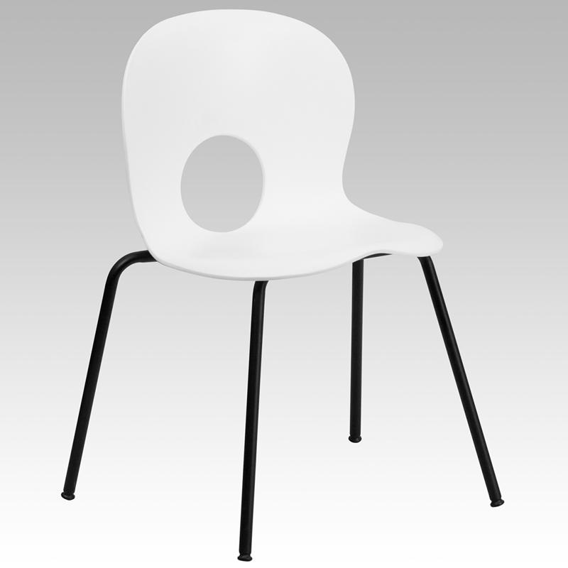 Flash Furniture HERCULES Series 770 lb. Capacity Designer White Plastic Stack Chair with Black Frame – RUT-NC258-WHITE-GG on Sale