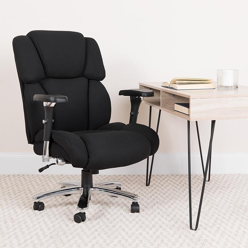 Flash Furniture HERCULES Series 24/7 Intensive Use Big & Tall 400 lb. Rated Black Fabric Executive Swivel Chair with Lumbar Knob – GO-2149-GG on Sale