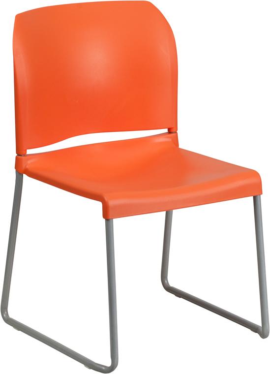 Flash Furniture HERCULES Series 880 lb. Capacity Orange Full Back Contoured Stack Chair with Sled Base, – RUT-238A-OR-GG Supply