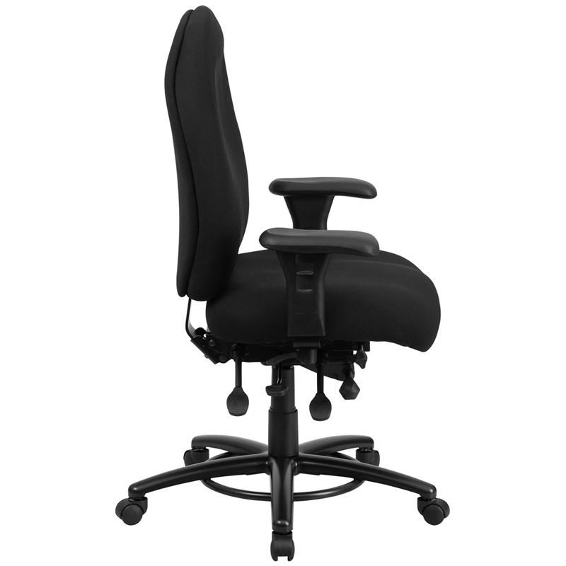 Flash Furniture HERCULES Series 24/7 Intensive Use Big & Tall 350 lb. Rated Black Fabric Multifunction Swivel Chair with Foot Ring – LQ-1-BK-GG Sale