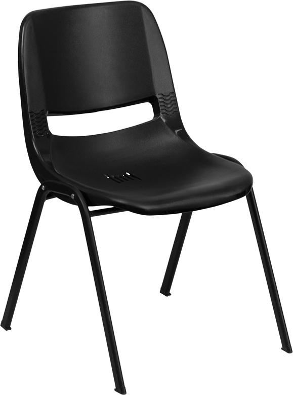 Flash Furniture HERCULES Series 880 lb. Capacity Black Ergonomic Shell Stack Chair – RUT-EO1-BK-GG Hot on Sale