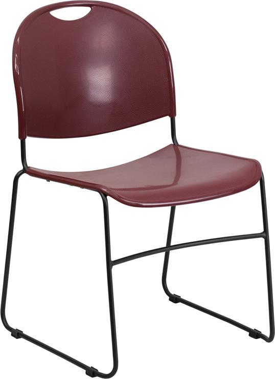 Flash Furniture HERCULES Series 880 lb. Capacity Burgundy Ultra-Compact Stack Chair with Black Frame – RUT-188-BY-GG Sale
