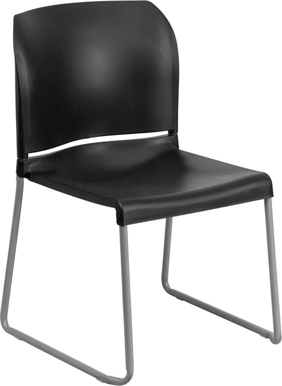 Flash Furniture HERCULES Series 880 lb. Capacity Black Full Back Contoured Stack Chair with Sled Base – RUT-238A-BK-GG on Sale