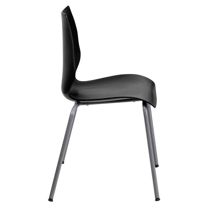 Flash Furniture HERCULES Series 770 lb. Capacity Black Stack Chair with Lumbar Support and Silver Frame – RUT-288-BK-GG Online Hot Sale