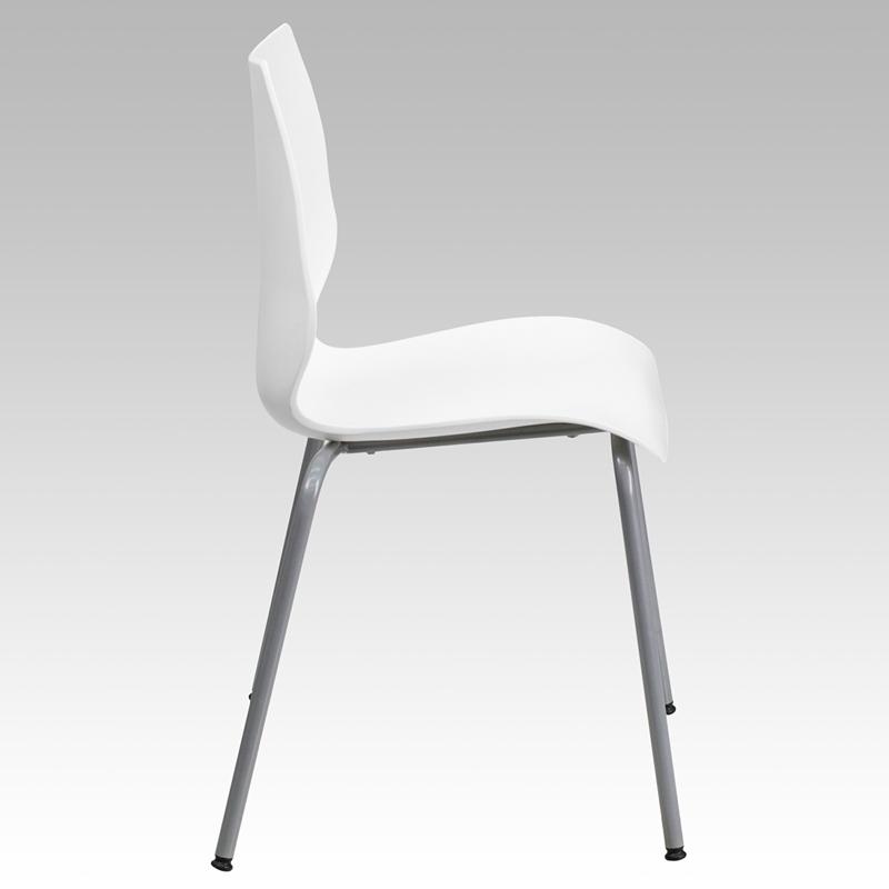 Flash Furniture HERCULES Series 770 lb. Capacity White Stack Chair with Lumbar Support and Silver Frame – RUT-288-WHITE-GG Online now