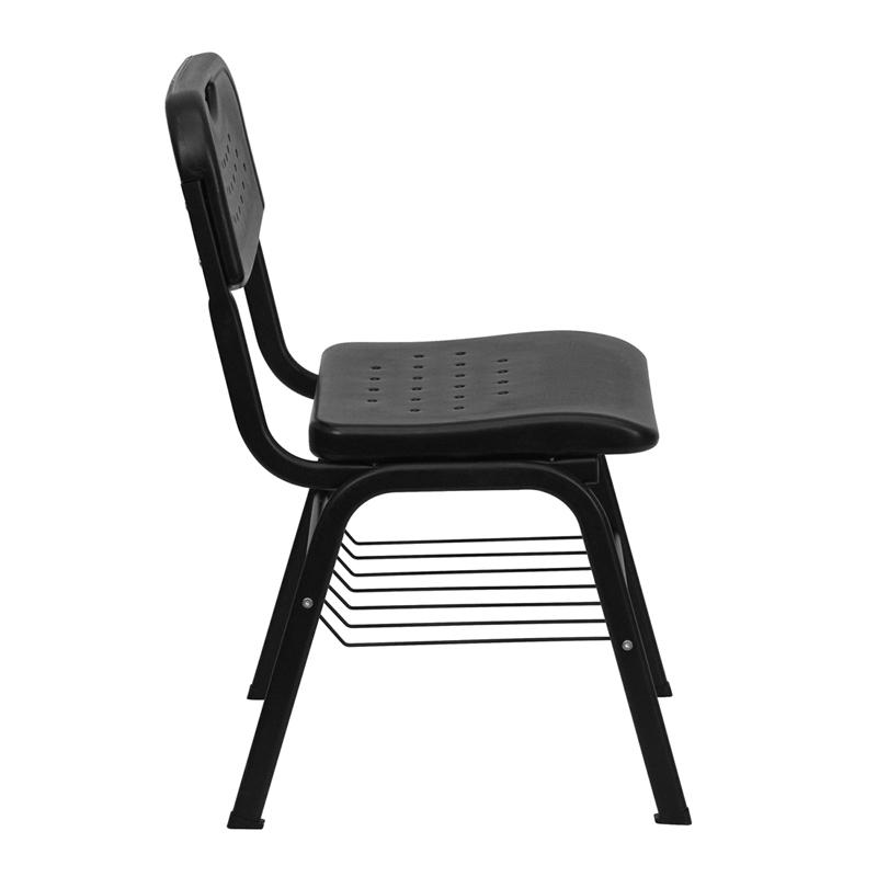Flash Furniture HERCULES Series 880 lb. Capacity Black Plastic Chair with Black Frame and Book Basket – RUT-GK01-BK-BAS-GG Sale