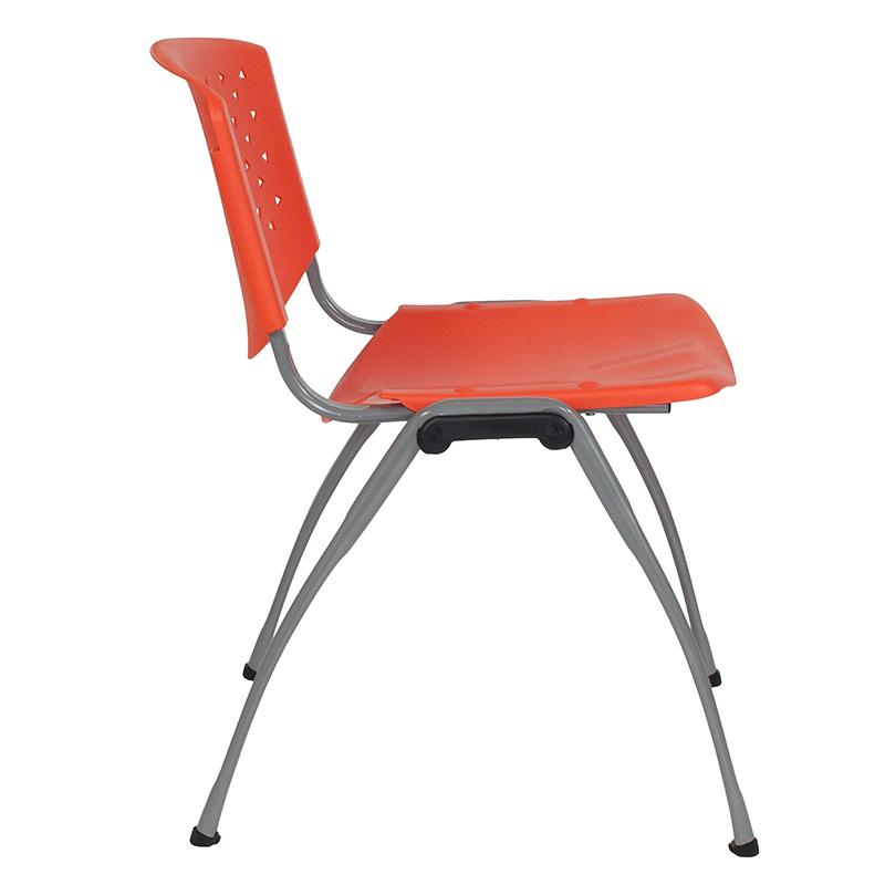 Flash Furniture HERCULES Series 880 lb. Capacity Orange Plastic Stack Chair with Titanium Frame – RUT-F01A-OR-GG on Sale