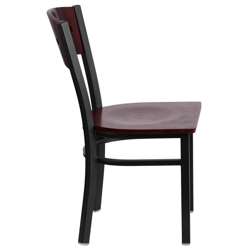Flash Furniture HERCULES Series Black 4 Square Back Metal Restaurant Chair – Mahogany Wood Back & Seat – XU-DG-6Y1B-MAH-MTL-GG Online Sale