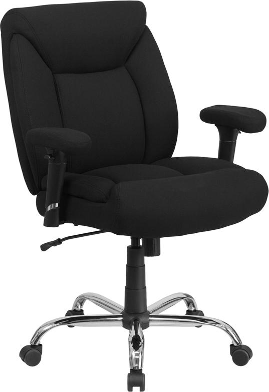 Flash Furniture HERCULES Series Big & Tall 400 lb. Rated Black Fabric Swivel Task Chair with Deep Tufted Seating and Adjustable Arms – GO-2073F-GG on Sale