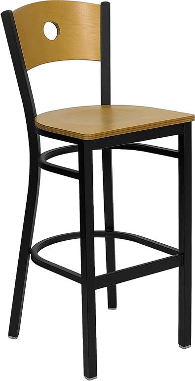 Flash Furniture HERCULES Series Black Circle Back Metal Restaurant Barstool – Natural Wood Back & Seat – XU-DG-6F6B-CIR-BAR-NATW-GG Online