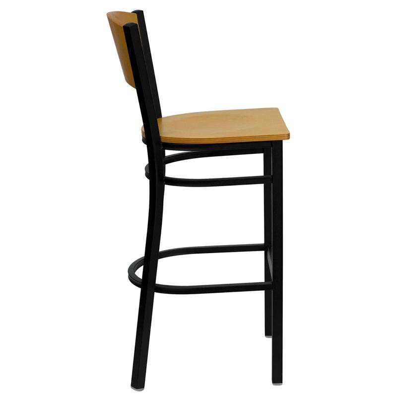 Flash Furniture HERCULES Series Black Circle Back Metal Restaurant Barstool – Natural Wood Back & Seat – XU-DG-6F6B-CIR-BAR-NATW-GG Online