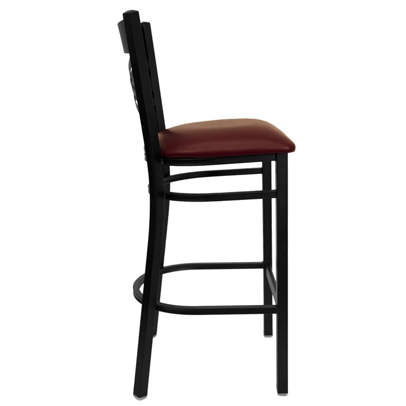 Flash Furniture HERCULES Series Black ”X” Back Metal Restaurant Barstool – Burgundy Vinyl Seat – XU-6F8BXBK-BAR-BURV-GG Sale