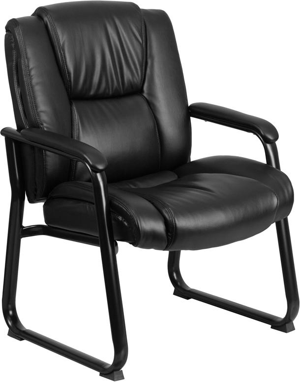 Flash Furniture HERCULES Series Big & Tall 500 lb. Rated Black Leather Tufted Executive Side Reception Chair with Sled Base – GO-2138-GG Supply