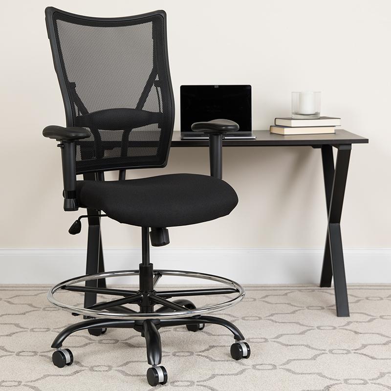 Flash Furniture HERCULES Series Big & Tall 400 lb. Rated Black Mesh Drafting Chair with Adjustable Arms – WL-5029SYG-AD-GG Online Hot Sale