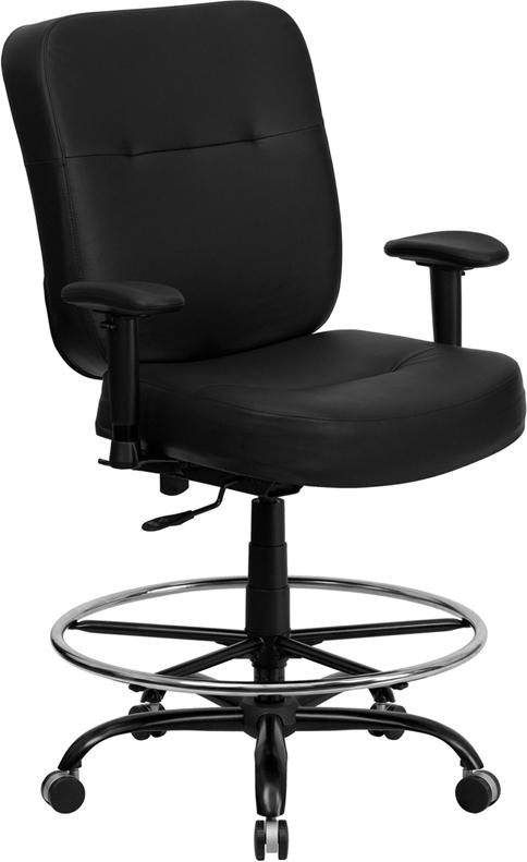 Flash Furniture HERCULES Series Big & Tall 400 lb. Rated Black Leather Drafting Chair with Adjustable Arms – WL-735SYG-BK-LEA-AD-GG Online