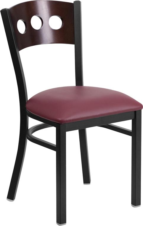 Flash Furniture HERCULES Series Black 3 Circle Back Metal Restaurant Chair – Walnut Wood Back, Burgundy Vinyl Seat – XU-DG-6Y2B-WAL-BURV-GG Sale