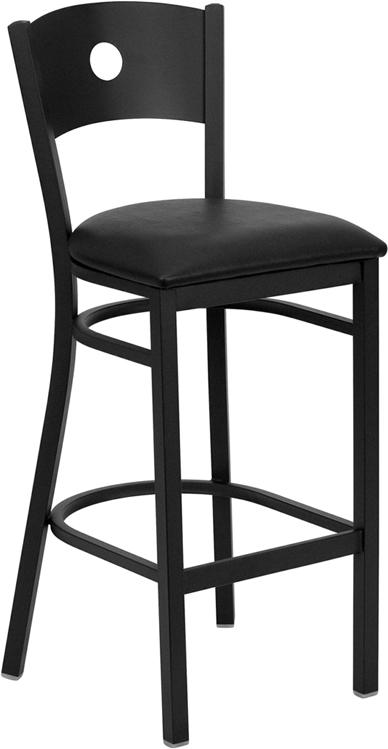 Flash Furniture HERCULES Series Black Circle Back Metal Restaurant Barstool – Black Vinyl Seat – XU-DG-60120-CIR-BAR-BLKV-GG Hot on Sale