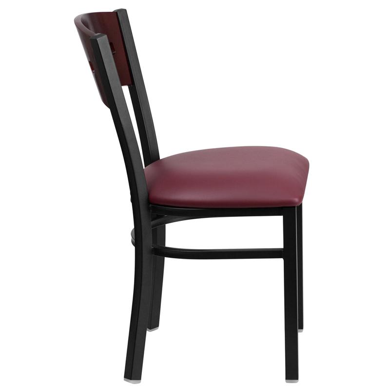 Flash Furniture HERCULES Series Black 4 Square Back Metal Restaurant Chair – Mahogany Wood Back, Burgundy Vinyl Seat – XU-DG-6Y1B-MAH-BURV-GG Hot on Sale