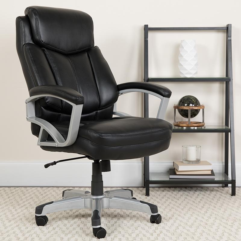 Flash Furniture HERCULES Series Big & Tall 500 lb. Rated Black Leather Executive Swivel Chair with Arms – GO-1850-1-LEA-GG Supply