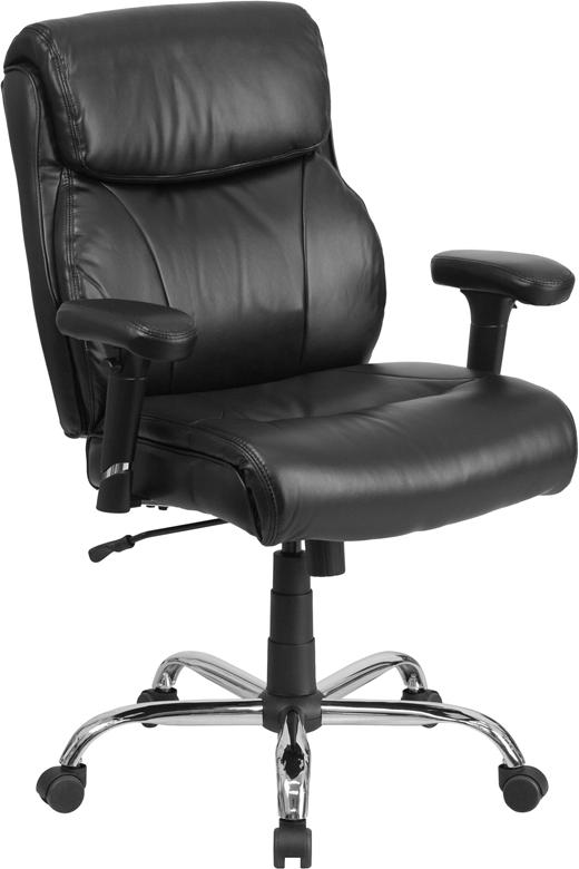 Flash Furniture HERCULES Series Big & Tall 400 lb. Rated Black Leather Swivel Task Chair with Clean Line Stitching and Arms – GO-2031-LEA-GG Fashion