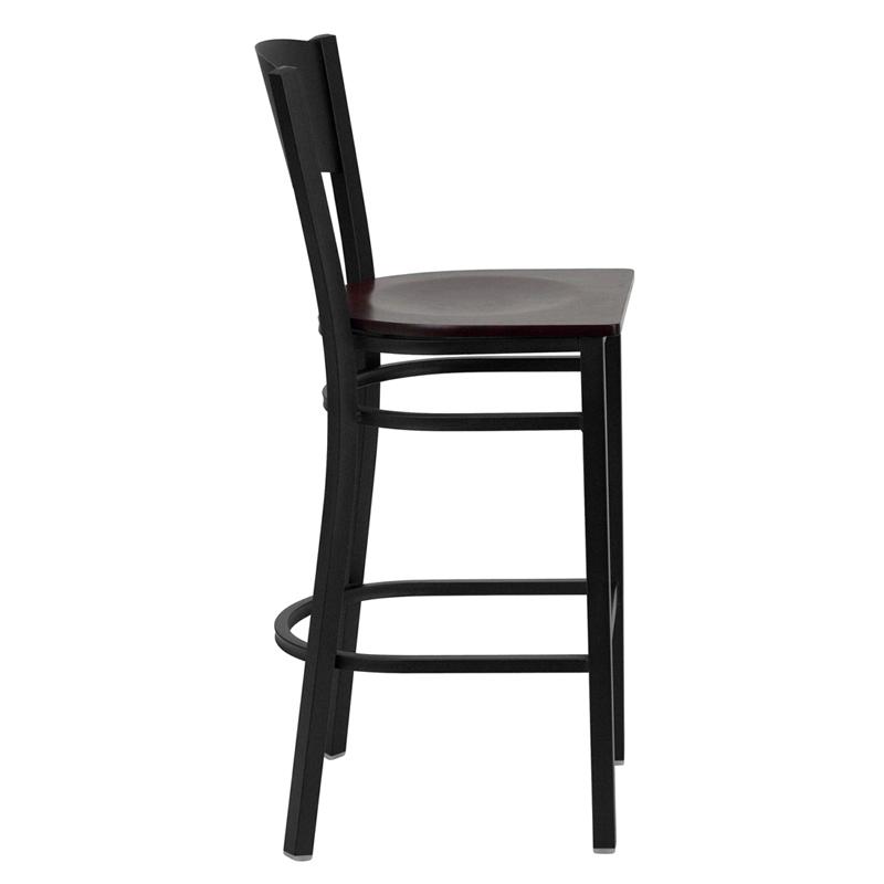 Flash Furniture HERCULES Series Black Circle Back Metal Restaurant Barstool – Mahogany Wood Seat – XU-DG-60120-CIR-BAR-MAHW-GG Discount