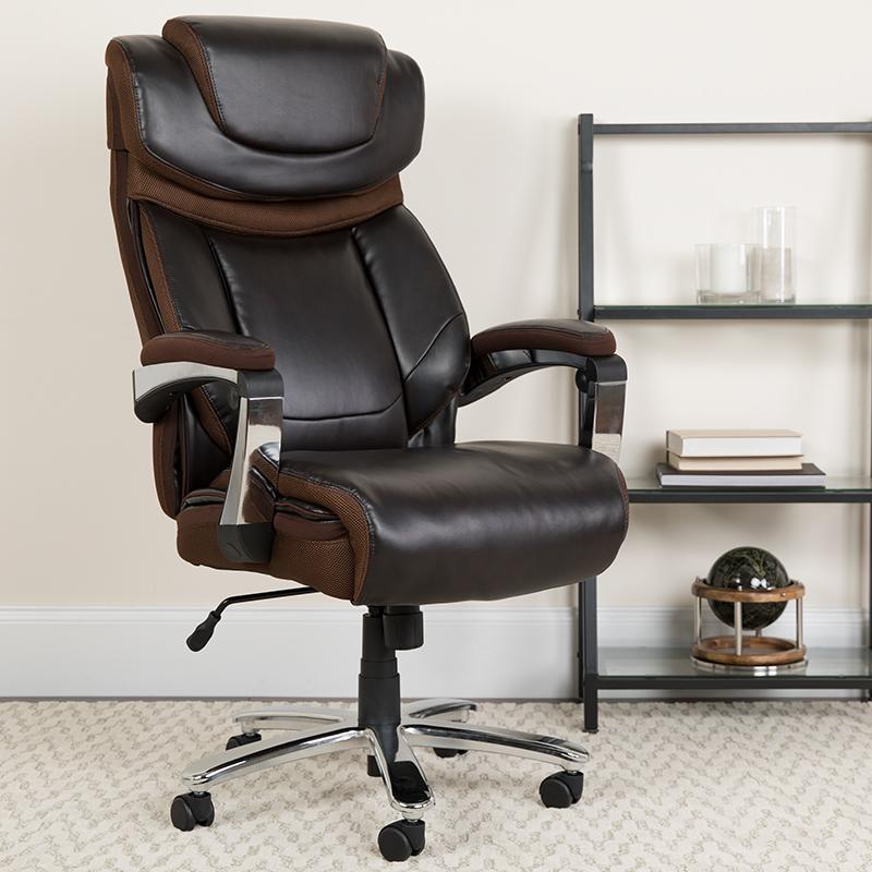 Flash Furniture HERCULES Series Big & Tall 500 lb. Rated Brown Leather Executive Swivel Chair with Height Adjustable Headrest – GO-2223-BN-GG Online Sale