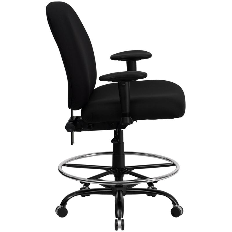 Flash Furniture HERCULES Series Big & Tall 400 lb. Rated Black Fabric Drafting Chair with Adjustable Back Height and Arms – WL-715MG-BK-AD-GG Supply