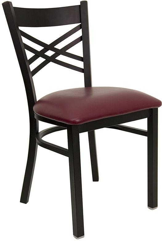 Flash Furniture HERCULES Series Black ”X” Back Metal Restaurant Chair – Burgundy Vinyl Seat – XU-6FOBXBK-BURV-GG Hot on Sale