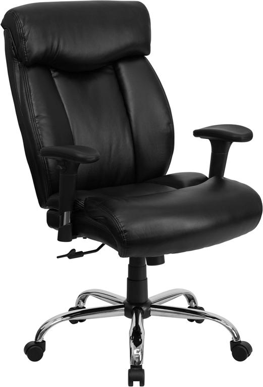 Flash Furniture HERCULES Series Big & Tall 400 lb. Rated Black Leather Executive Swivel Chair with Full Headrest and Arms – GO-1235-BK-LEA-A-GG Discount