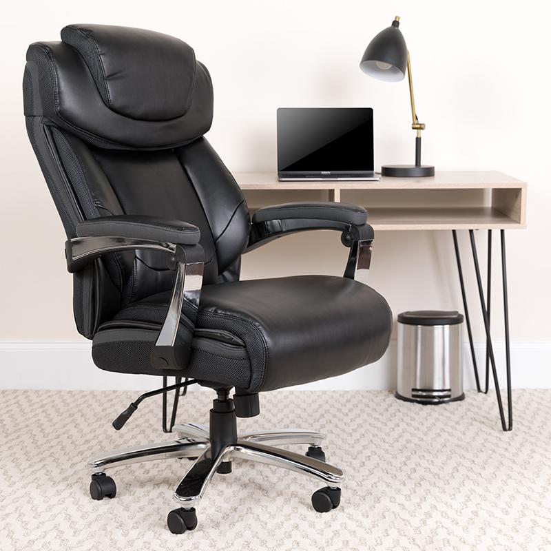 Flash Furniture HERCULES Series Big & Tall 500 lb. Rated Black Leather Executive Swivel Chair with Height Adjustable Headrest – GO-2223-BK-GG Online Hot Sale