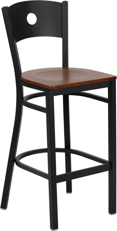 Flash Furniture HERCULES Series Black Circle Back Metal Restaurant Barstool – Cherry Wood Seat – XU-DG-60120-CIR-BAR-CHYW-GG Online Hot Sale