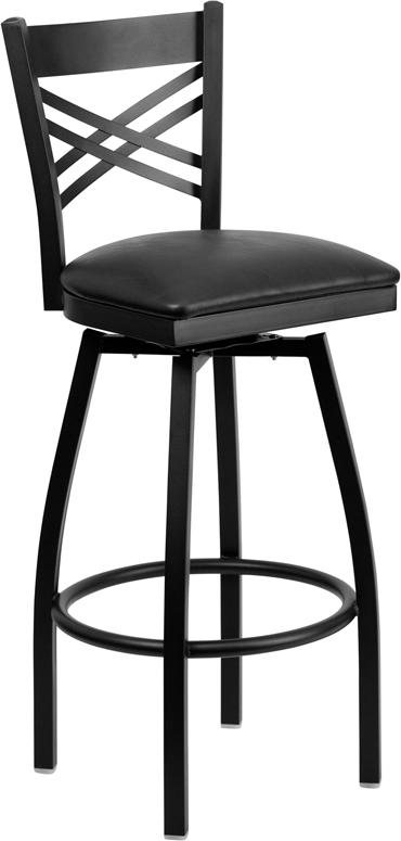 Flash Furniture HERCULES Series Black ”X” Back Swivel Metal Barstool – Black Vinyl Seat – XU-6F8B-XSWVL-BLKV-GG Sale