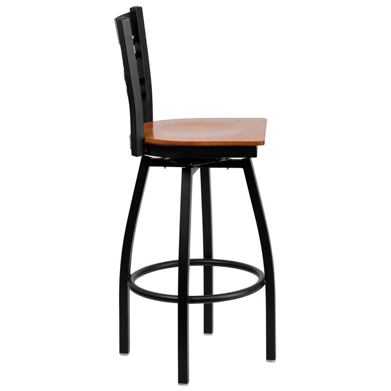 Flash Furniture HERCULES Series Black ”X” Back Swivel Metal Barstool – Cherry Wood Seat – XU-6F8B-XSWVL-CHYW-GG Online now