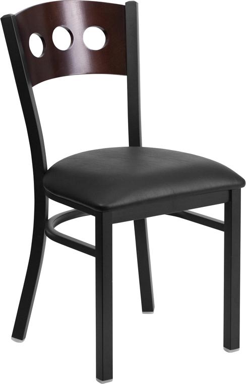 Flash Furniture HERCULES Series Black 3 Circle Back Metal Restaurant Chair – Walnut Wood Back, Black Vinyl Seat – XU-DG-6Y2B-WAL-BLKV-GG Online Hot Sale