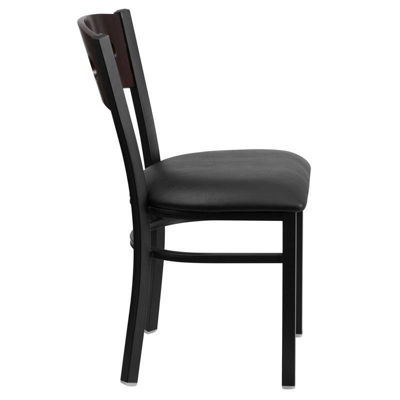 Flash Furniture HERCULES Series Black 3 Circle Back Metal Restaurant Chair – Walnut Wood Back, Black Vinyl Seat – XU-DG-6Y2B-WAL-BLKV-GG Online Hot Sale