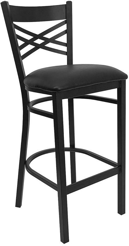 Flash Furniture HERCULES Series Black ”X” Back Metal Restaurant Barstool – Black Vinyl Seat – XU-6F8BXBK-BAR-BLKV-GG Discount