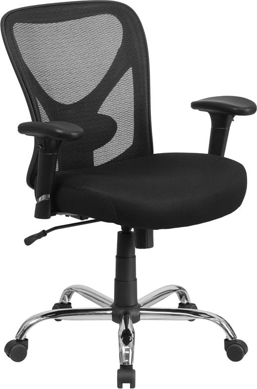 Flash Furniture HERCULES Series Big & Tall 400 lb. Rated Black Mesh Swivel Task Chair with Height Adjustable Back and Arms – GO-2032-GG Online now